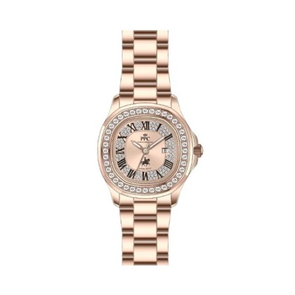 Paris Polo Club PPC-FE05-RG-RG Rounded Square Case Design Bracelet Strap Women Watch 